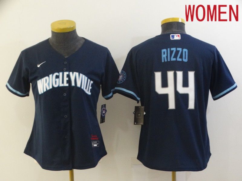 Cheap Women Chicago Cubs 44 Rizzo City Edition Blue Game Nike 2021 MLB Jersey